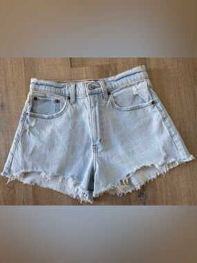 Abercrombie & Fitch Light Blue Distressed Denim Shorts curve love